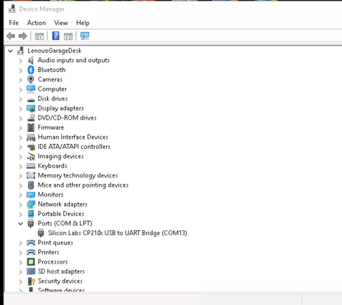 Silicone Labs Device Manager Flight Controller Settings from Cyclone FPV