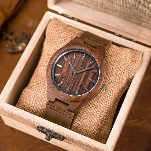 Auch die Holzbox der "Vegano" Armbanduhr ist aus veganen Materialien gefertigt
