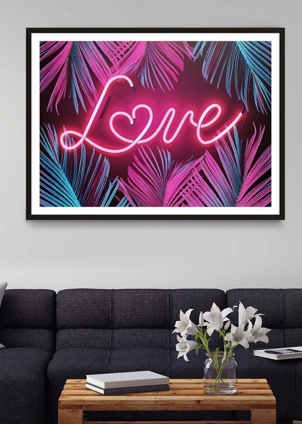 Blooming Marvellous Neon Wall Art Print, Floral Home Decor, Happy Quote  Prints -  Israel