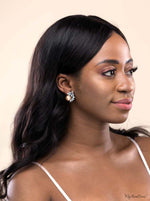 Q.Patricia-sophisticated antique pearl crystal bridal stud earrings - My Roial Ears LTD