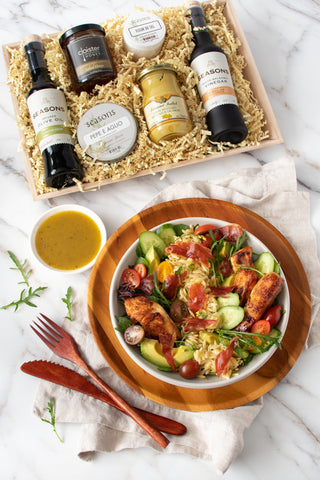 Sicilian Lemon Chicken & Orzo Salad with Crispy Prosciutto