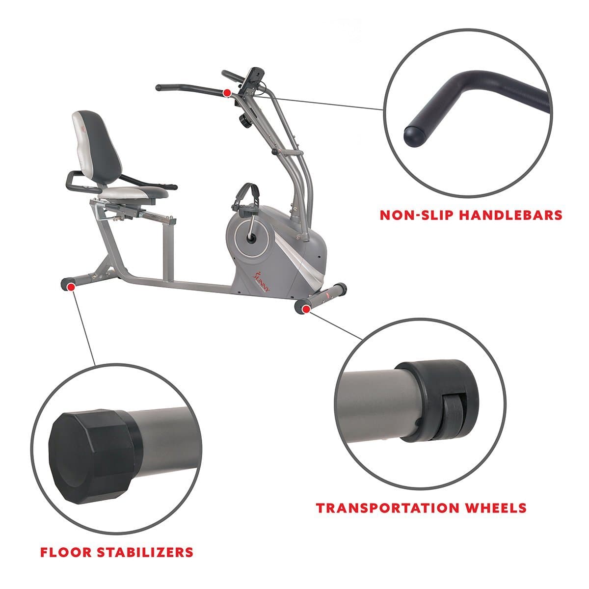 sunny health and fitness recumbent bike with arm exerciser