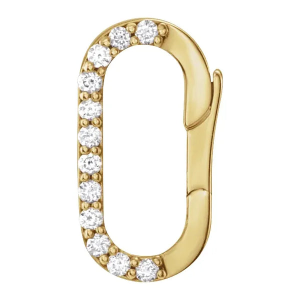 14K Gold Diamond Oval Charm Bail Pendant for Necklace Jewelry Making