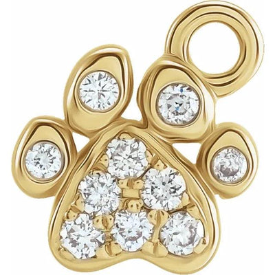 Diamond Dog Paw Charm | Sterling Silver Pet Memorial Jewelry | Personalized Engraved Pet ID Tag