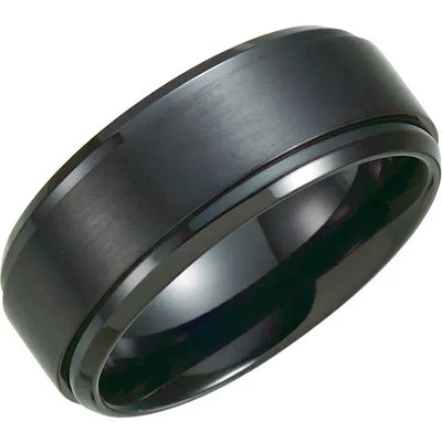 Black Titanium Ring for Men - Hypoallergenic Wedding Band with Comfort Fit Design