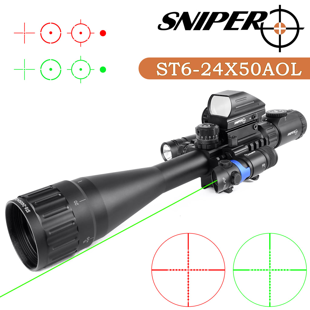 st-6-24x50-aol-scope-combo-includes-laser-sight-holographic-dot-sight-and-led-flashlight