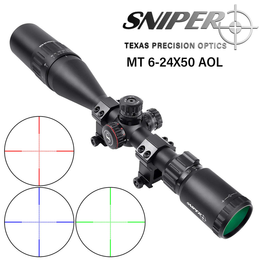 tpo-mt6-24x50aol-scope-with-red-green-blue-illuminated-mil-dot-reticle