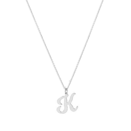 The Half Stone Initial Necklace - Finish : Lapis - Letter : W - The M Jewelers