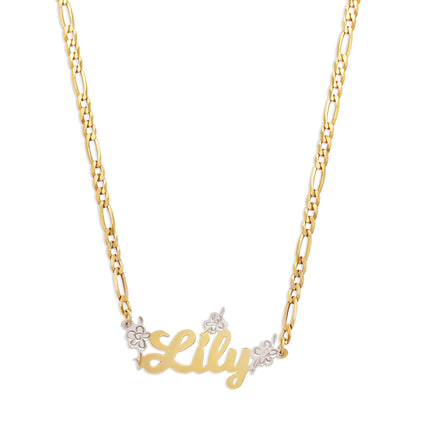 Butterfly Flower Nameplate Necklace - The M Jewelers