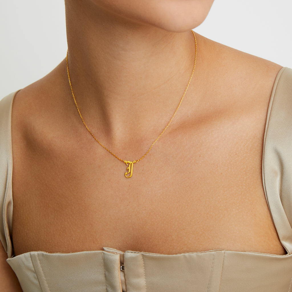 Sarah Chloe Amelia Gothic Initial Necklace on Marmalade | The Internet's  Best Brands