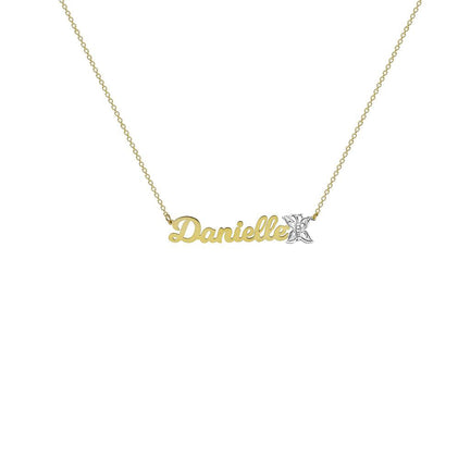 Butterfly Flower Nameplate Necklace - The M Jewelers