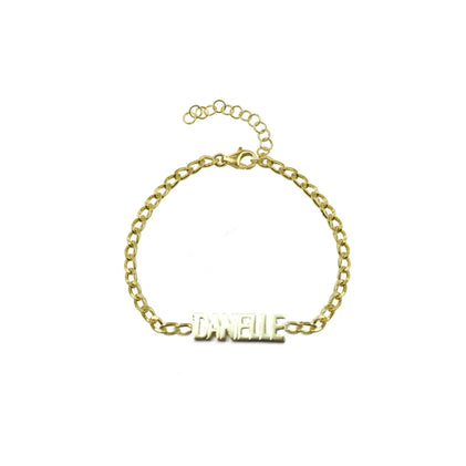 THE SINGLE BLOCK LETTER CURB CHAIN BRACELET – The M Jewelers