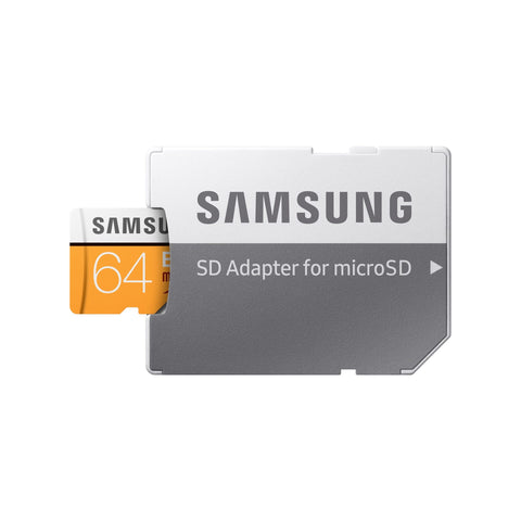 Samsung 64GB Evo microSDHC Class 10 Flash Memory Card inside adapter
