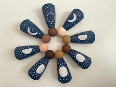 Moon Phases painted wood peg dolls at Twin Rainbow Design