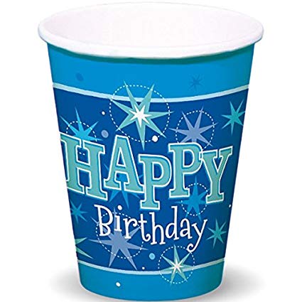 Blue Happy Birthday Cups
