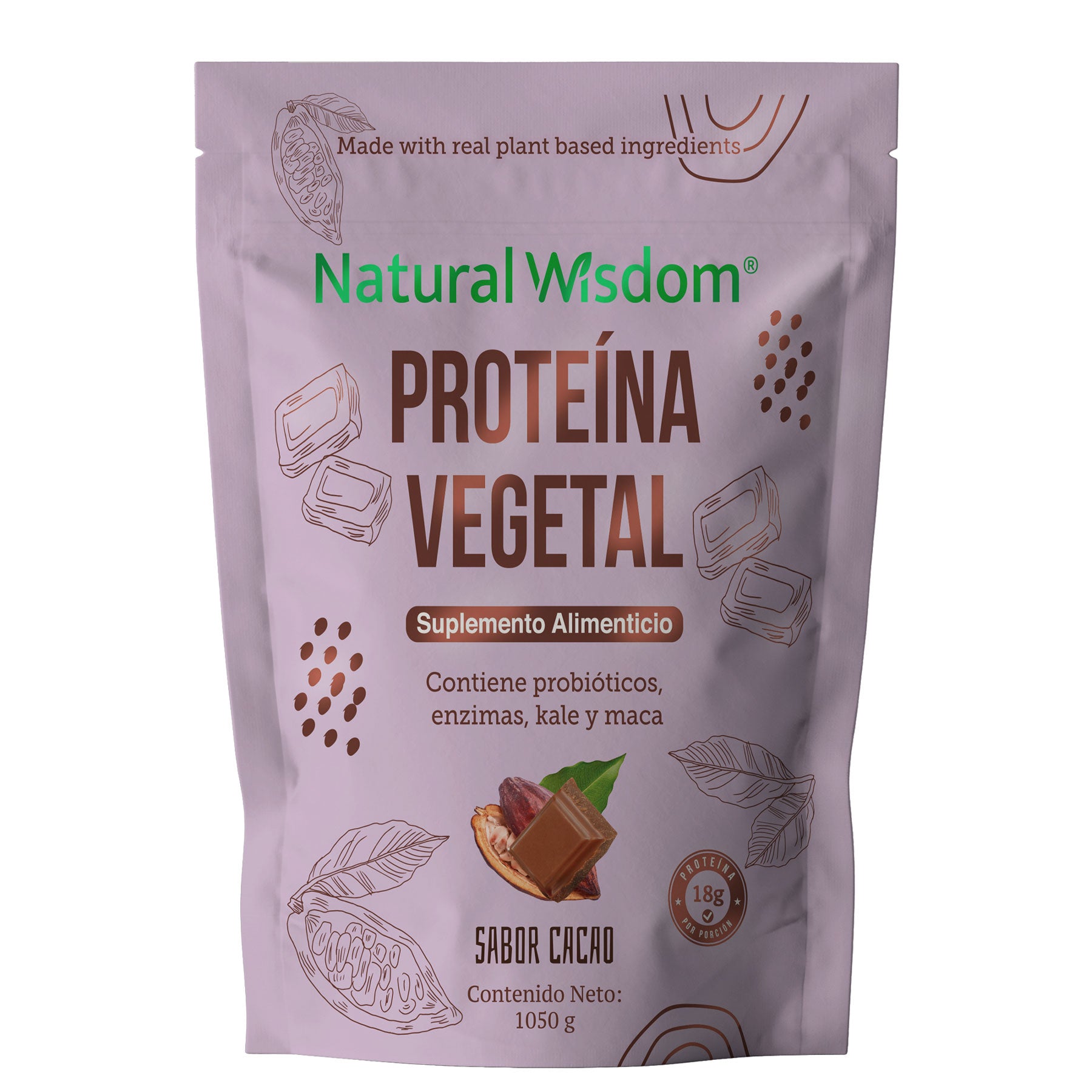 Proteína Vegetal Sabor Chocolate 1050 G Proteína Vegetal Natural Wisdom® 1127