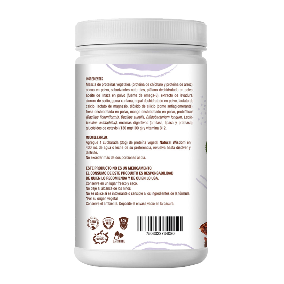 Proteína Vegetal Sabor Chocolate 450 G Proteína Vegetal Natural Wisdom® 9114