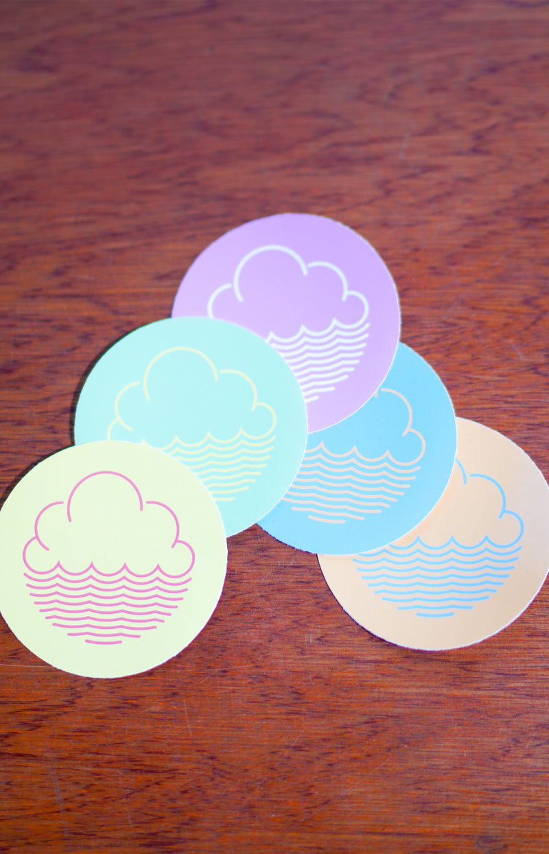 Cloudwater Vinyl Coloured Sticker 5 Pack  Pastels - Cloudwater