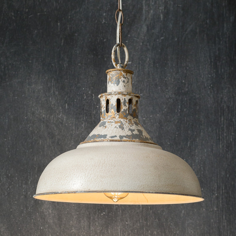 Vintage Farmhouse Pendant Light Distressed White Barn Primitive