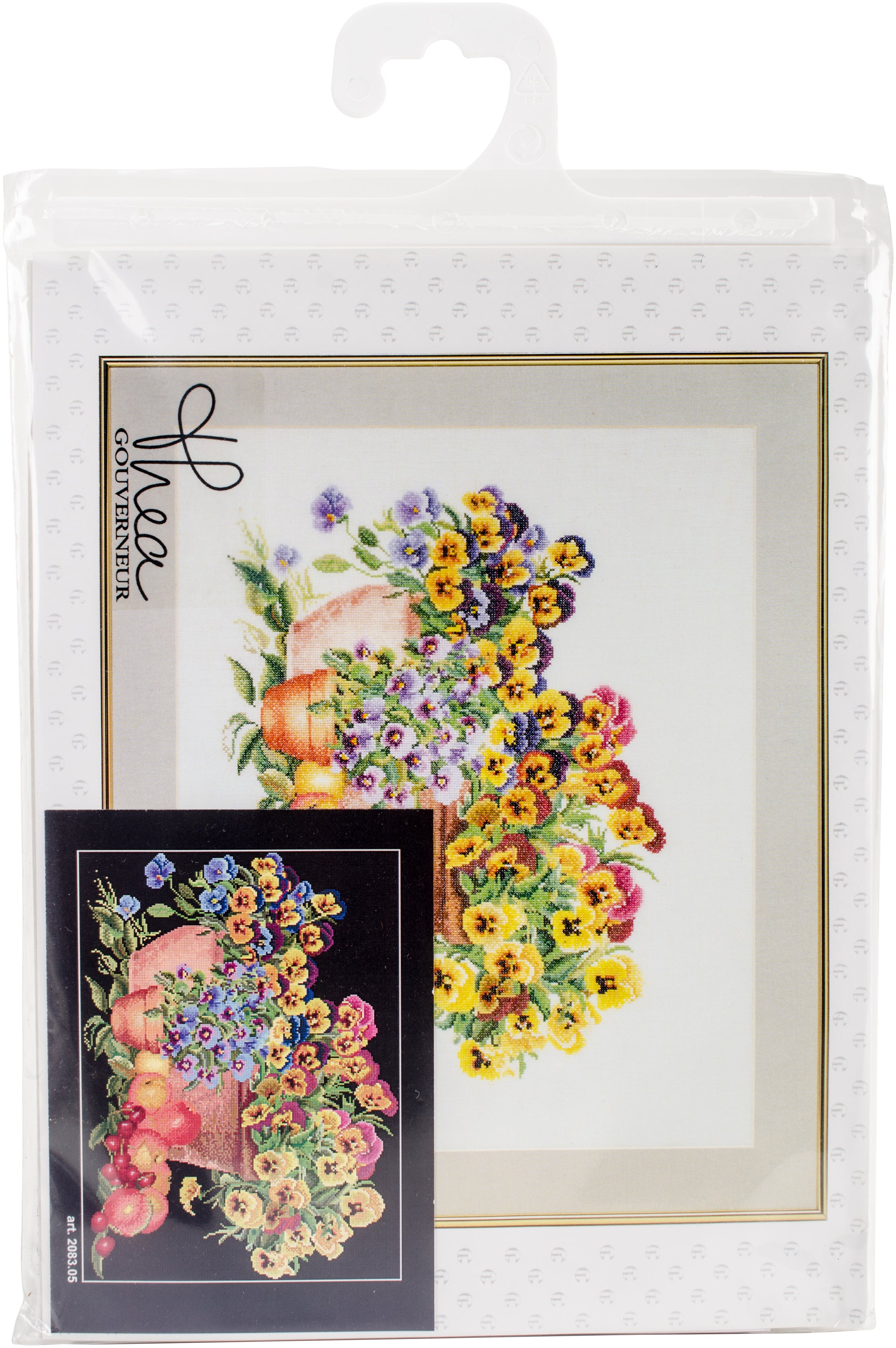 Thea Gouverneur Counted Cross Stitch Kit 13.25"X16.5"-Pansies On Aida