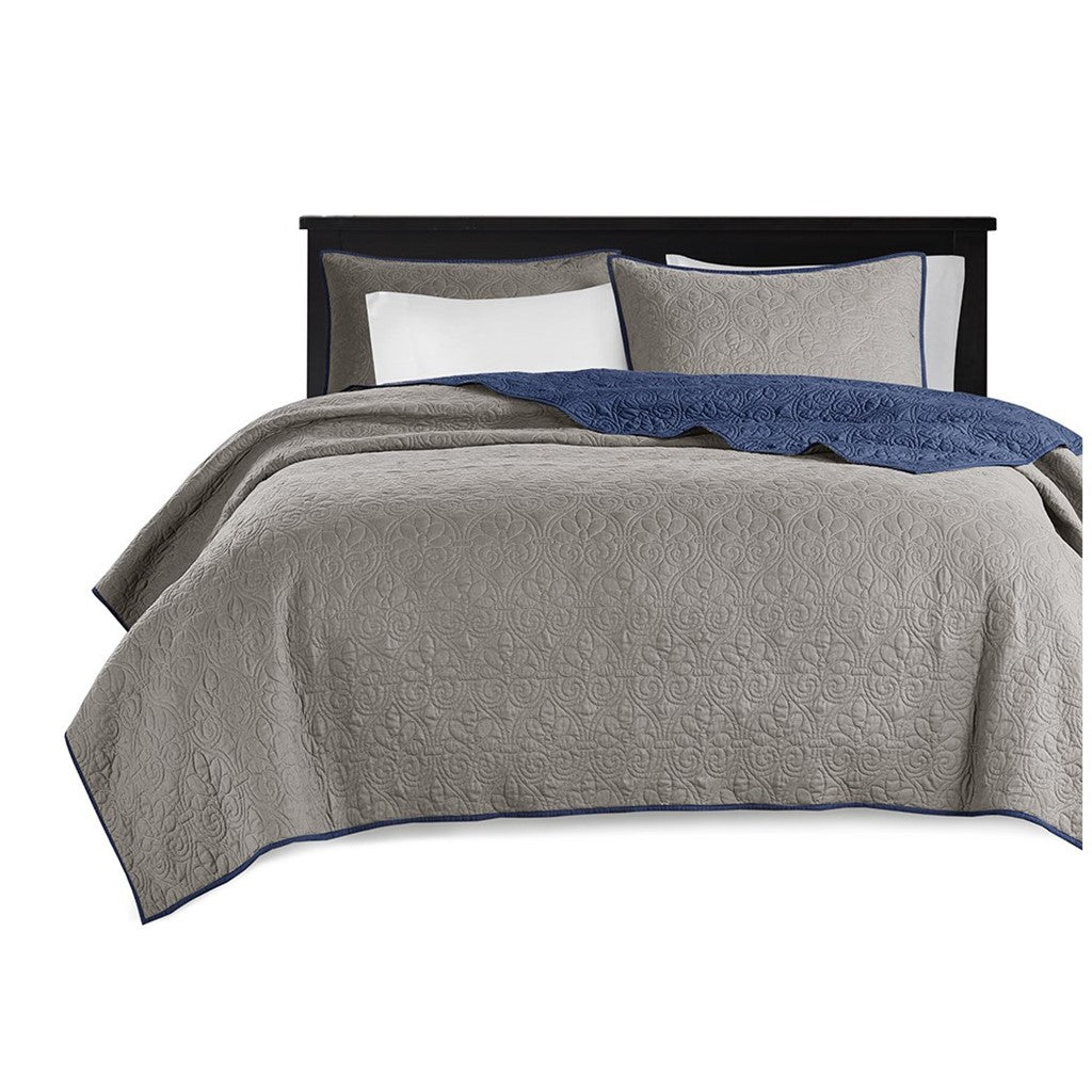 Madison Park Quebec Reversible Coverlet Set Full Queen Mp13 6492