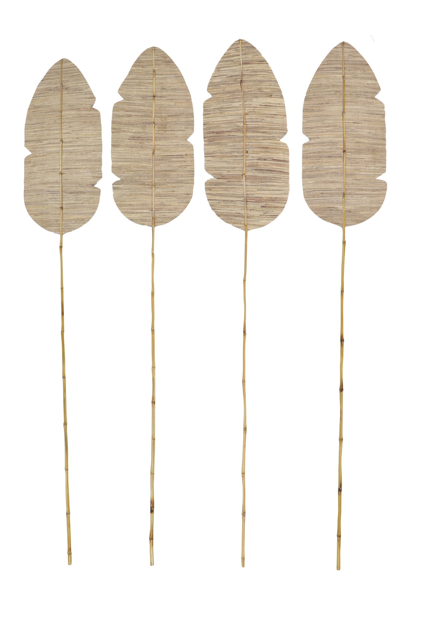 Uma Tall Beige Palm Leaf Bamboo Wood Decorative Fan Vase Fillers