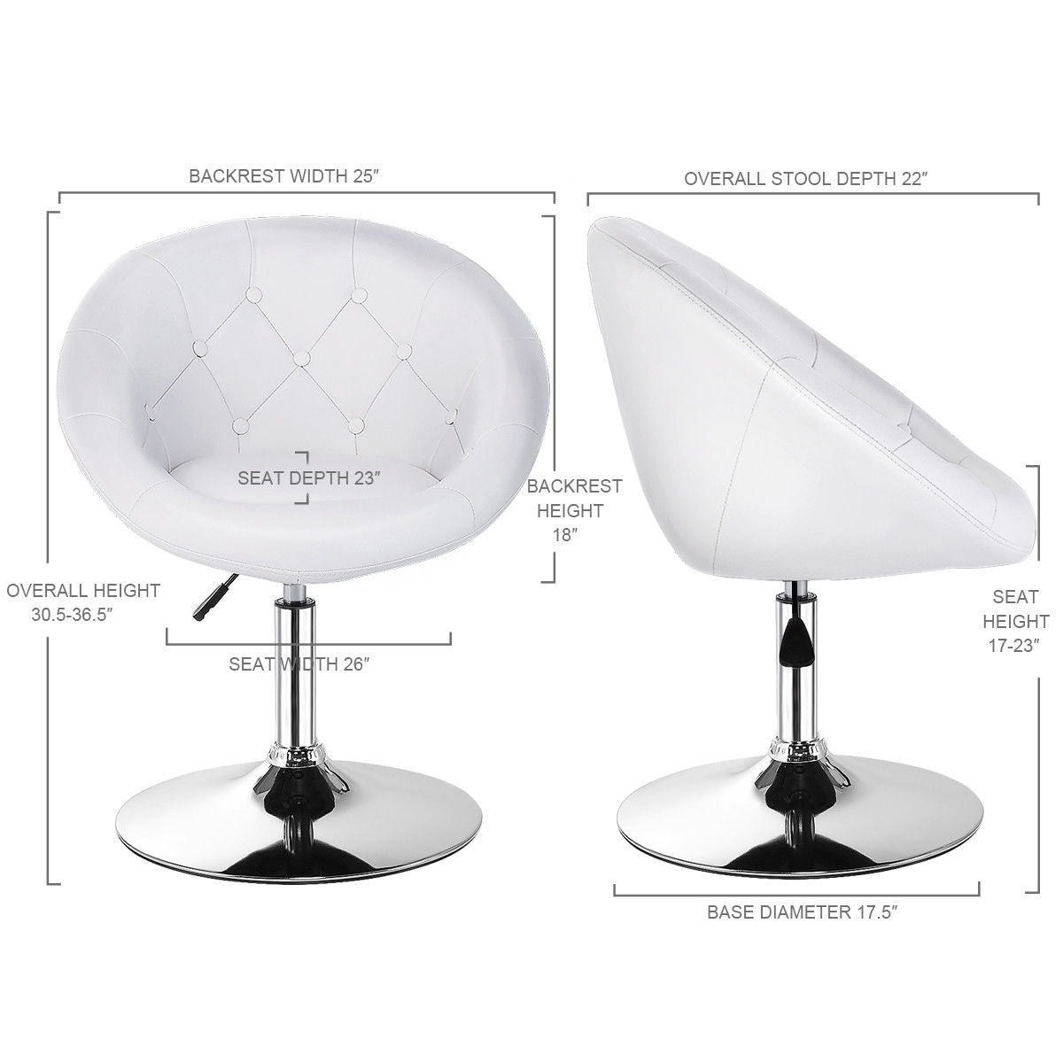 Modern Swivel Antoinette Vanity Chair Round Tufted Back White Hw52961wh Comstrom 