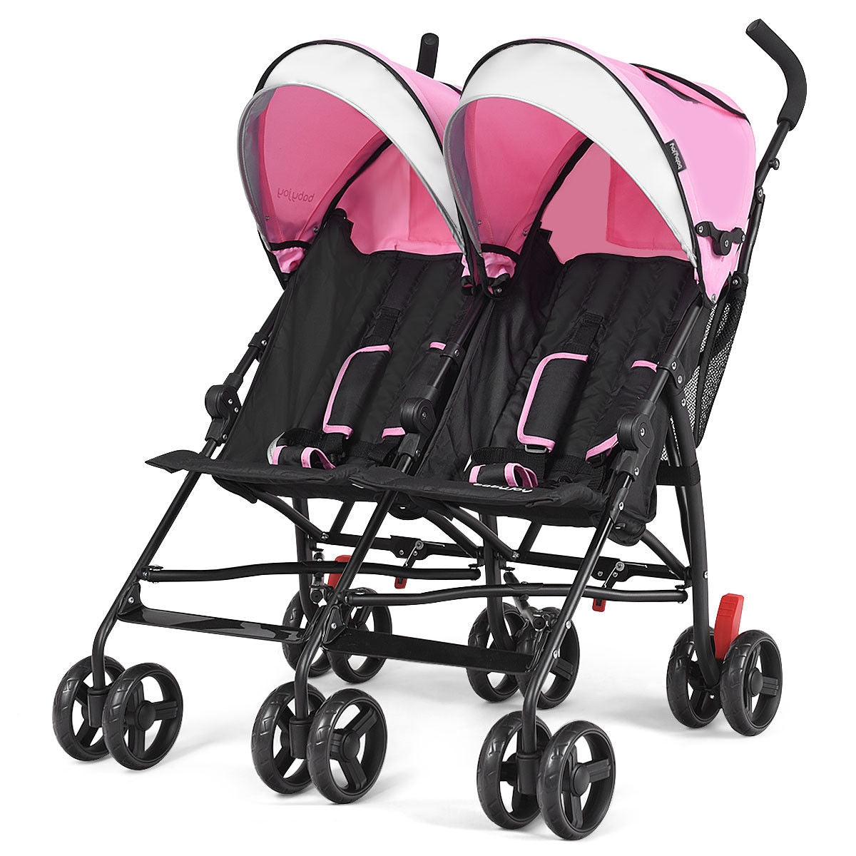 pink double stroller