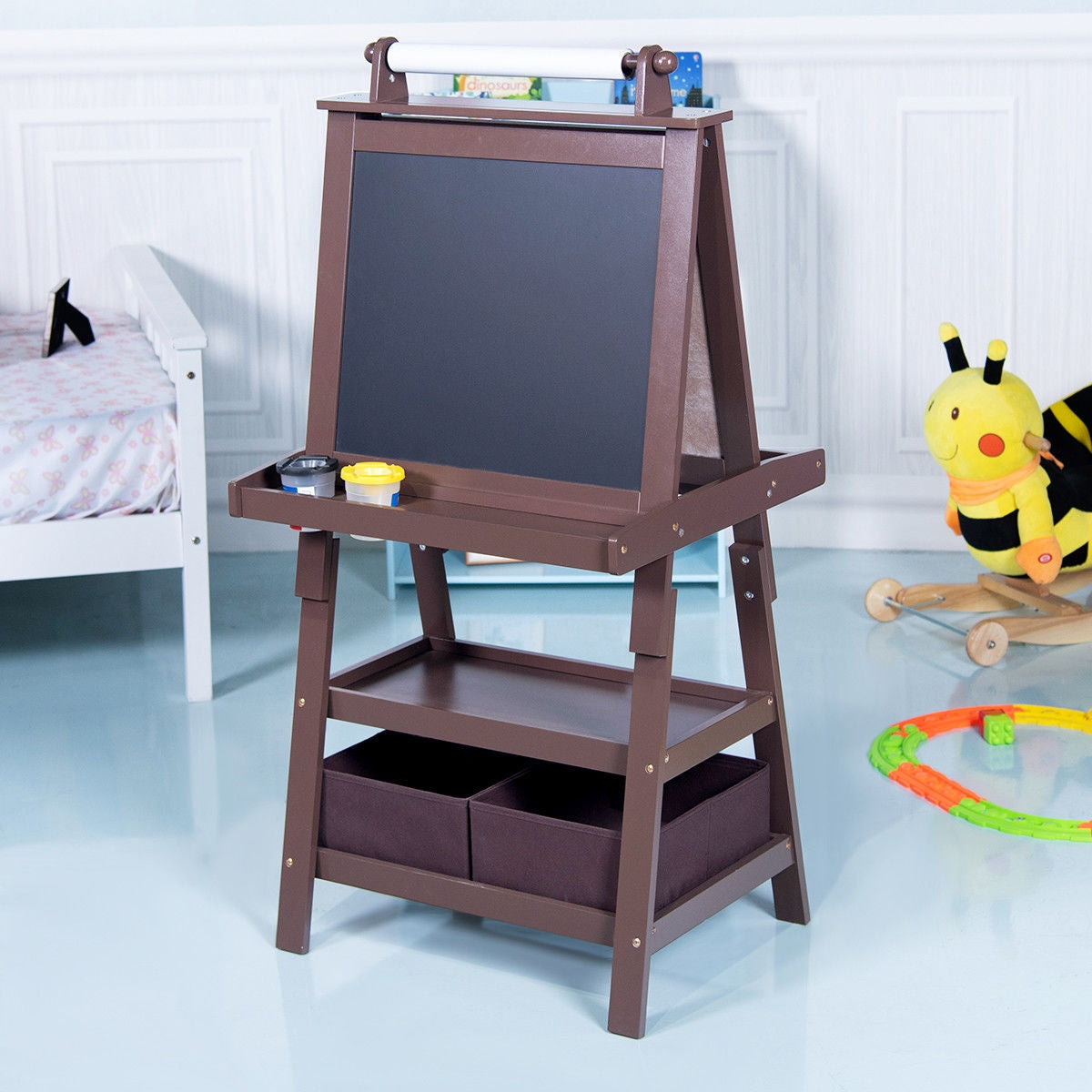 Kids Standing Art Easel With 2 Storage Boxes Bb4829 Comstrom