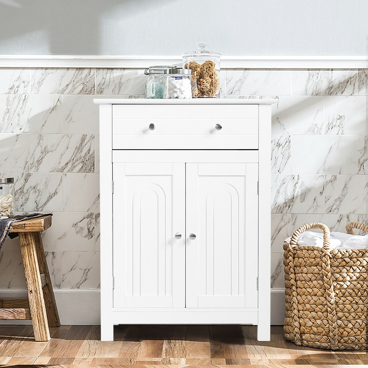 Bathroom Storage Cabinet Free Standing Large Drawer ...