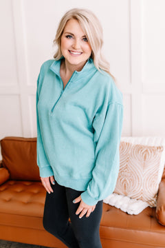 Glass Half Full Pull Over in Jade