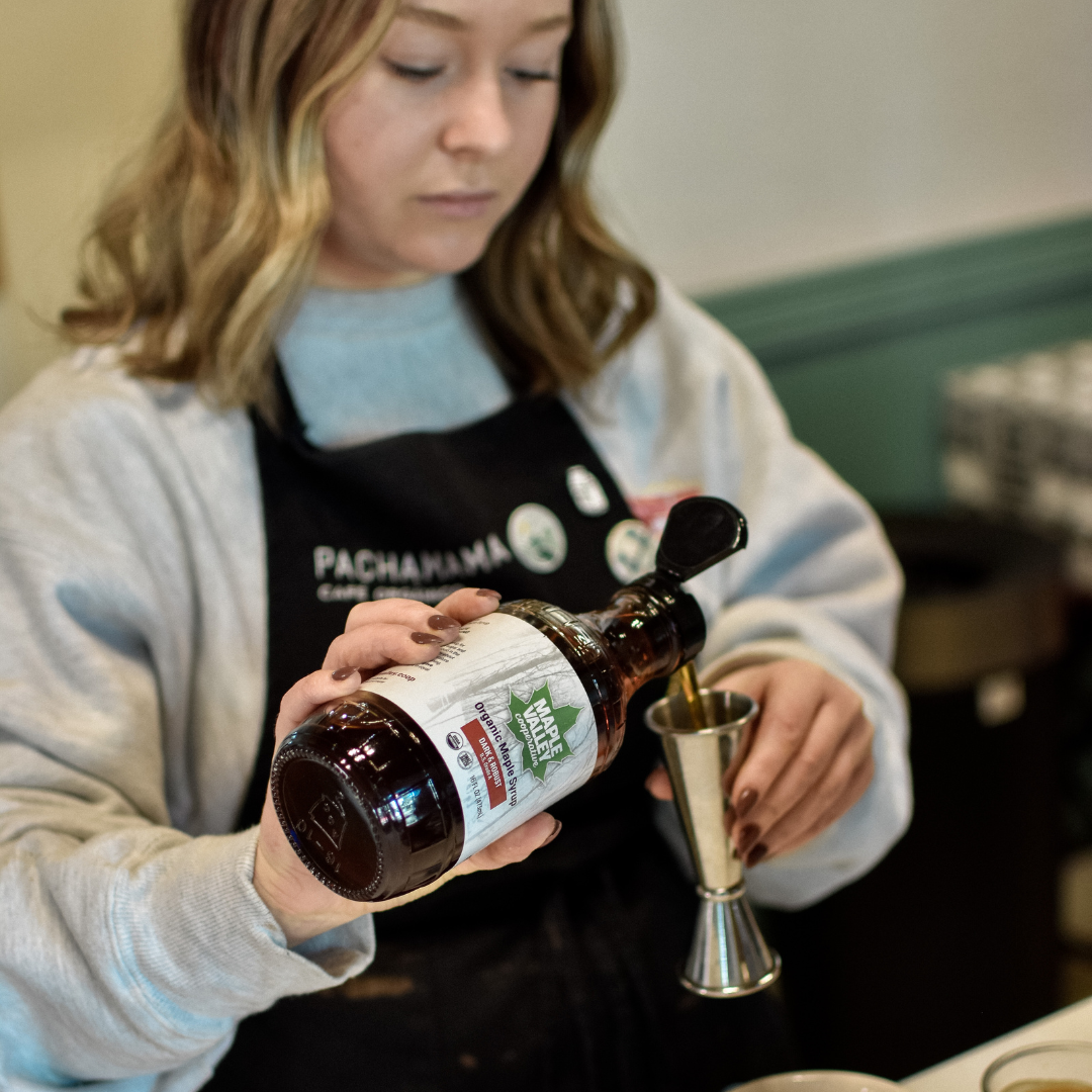 Barista Pouring Maple Syrup