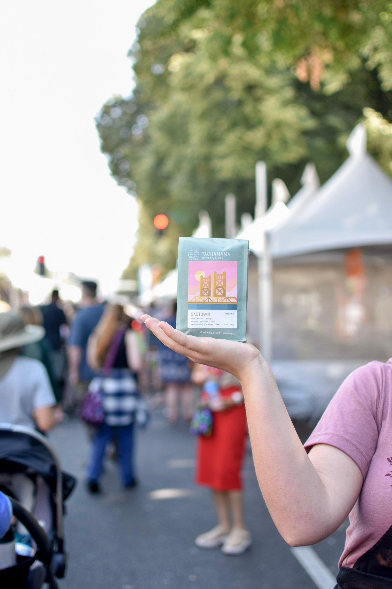 person holding sactown coffee blend