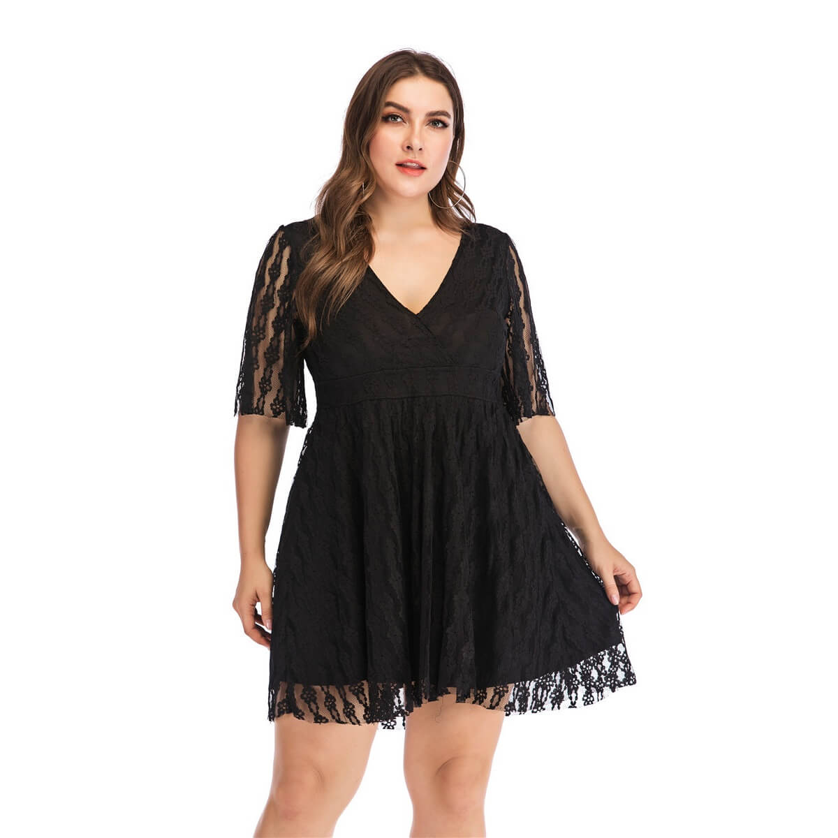 plus size lace mini dress