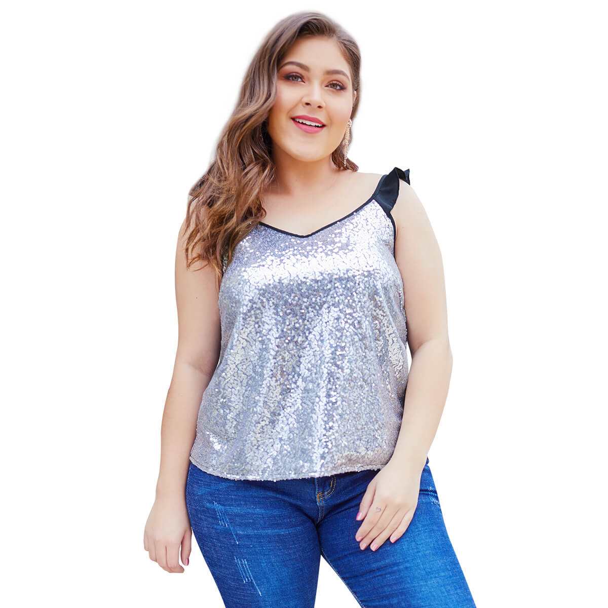 plus size sequin tops