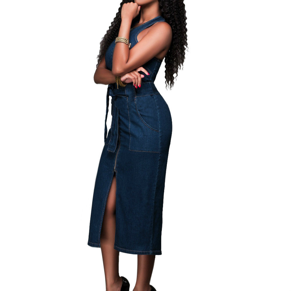 plus size denim midi dress