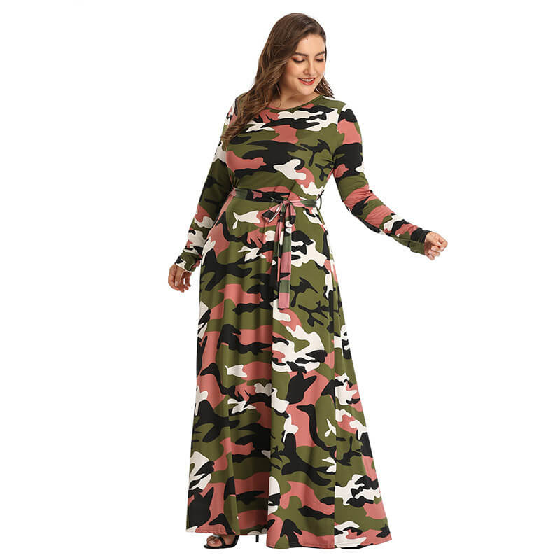 plus size camo maxi dress