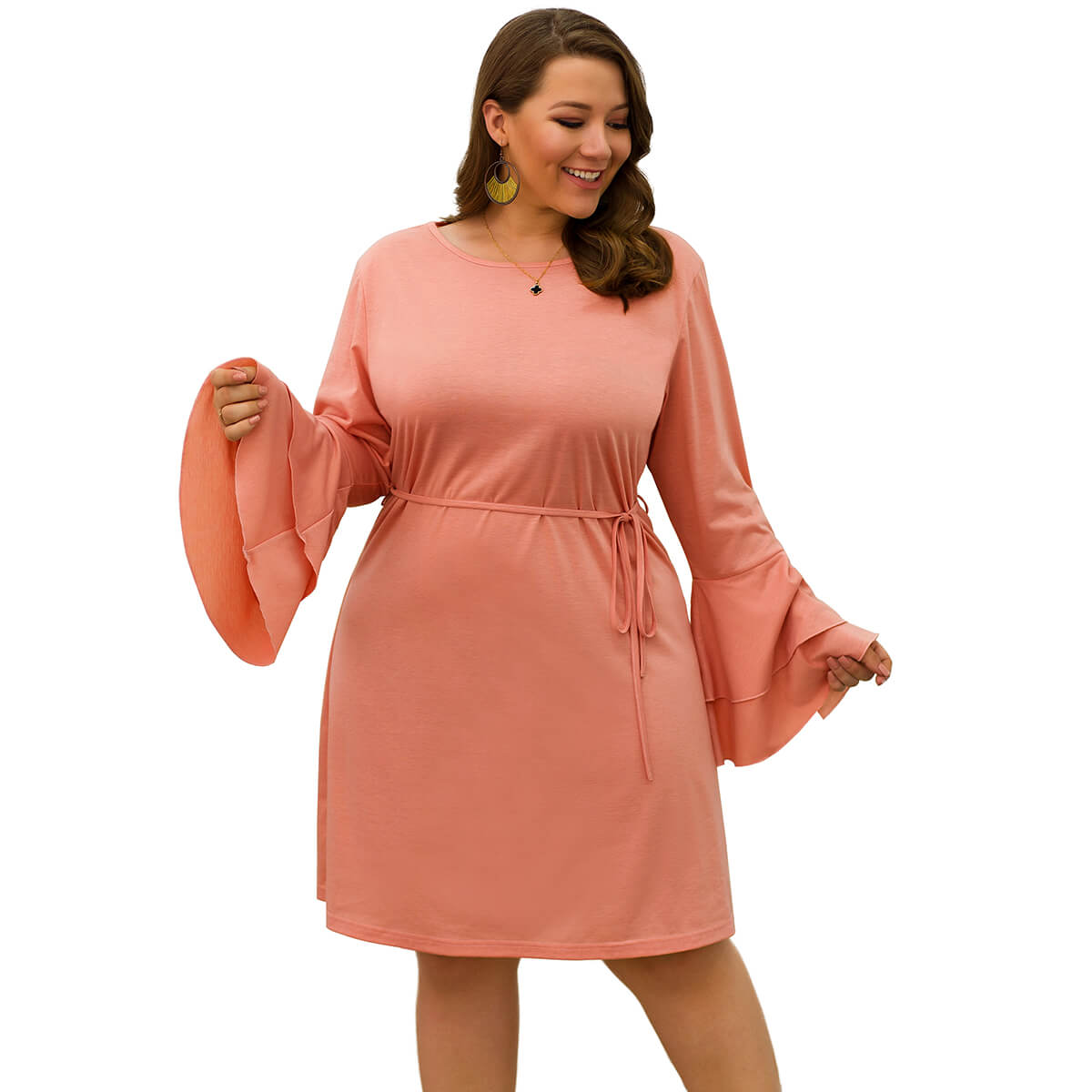 red bell sleeve dress plus size
