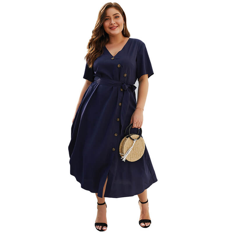 button down dress plus size