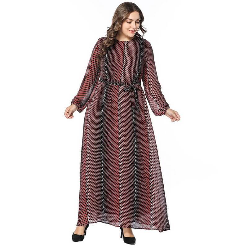 long sleeve chiffon maxi dress plus size