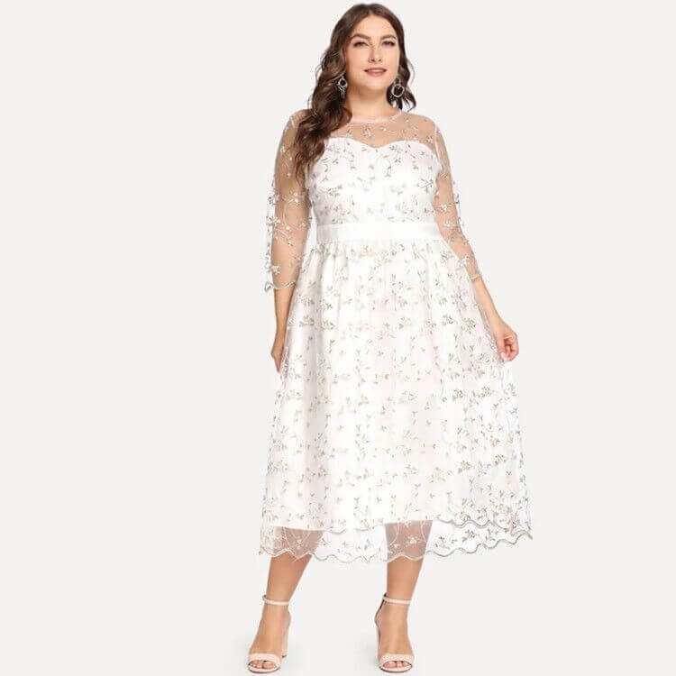 white midi dress plus size