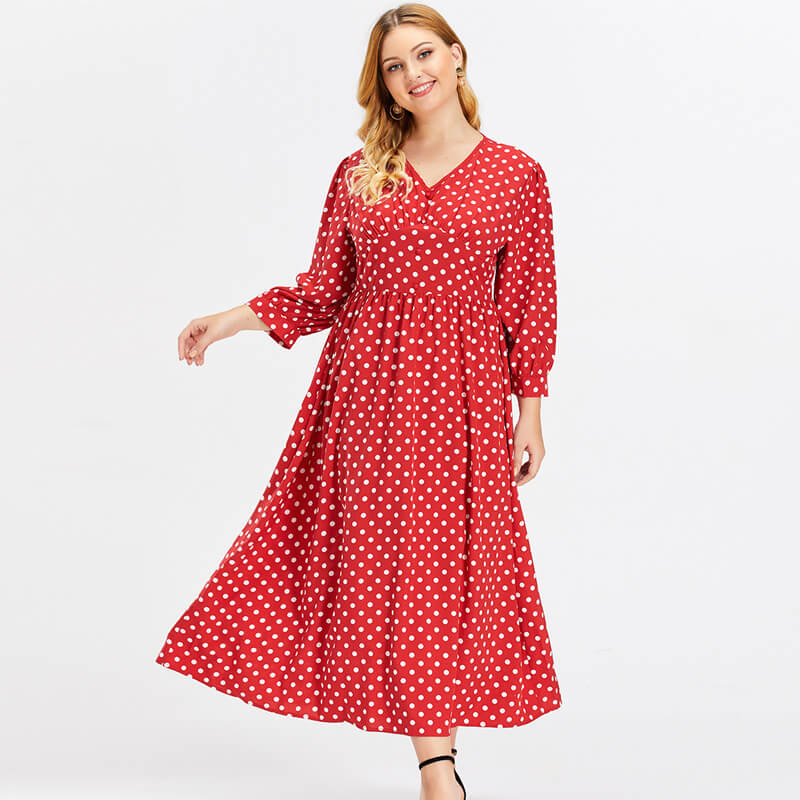 red spotty midi dress