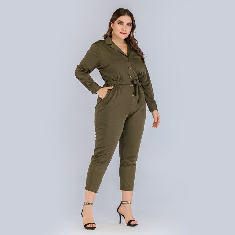 plus size army green jumpsuit