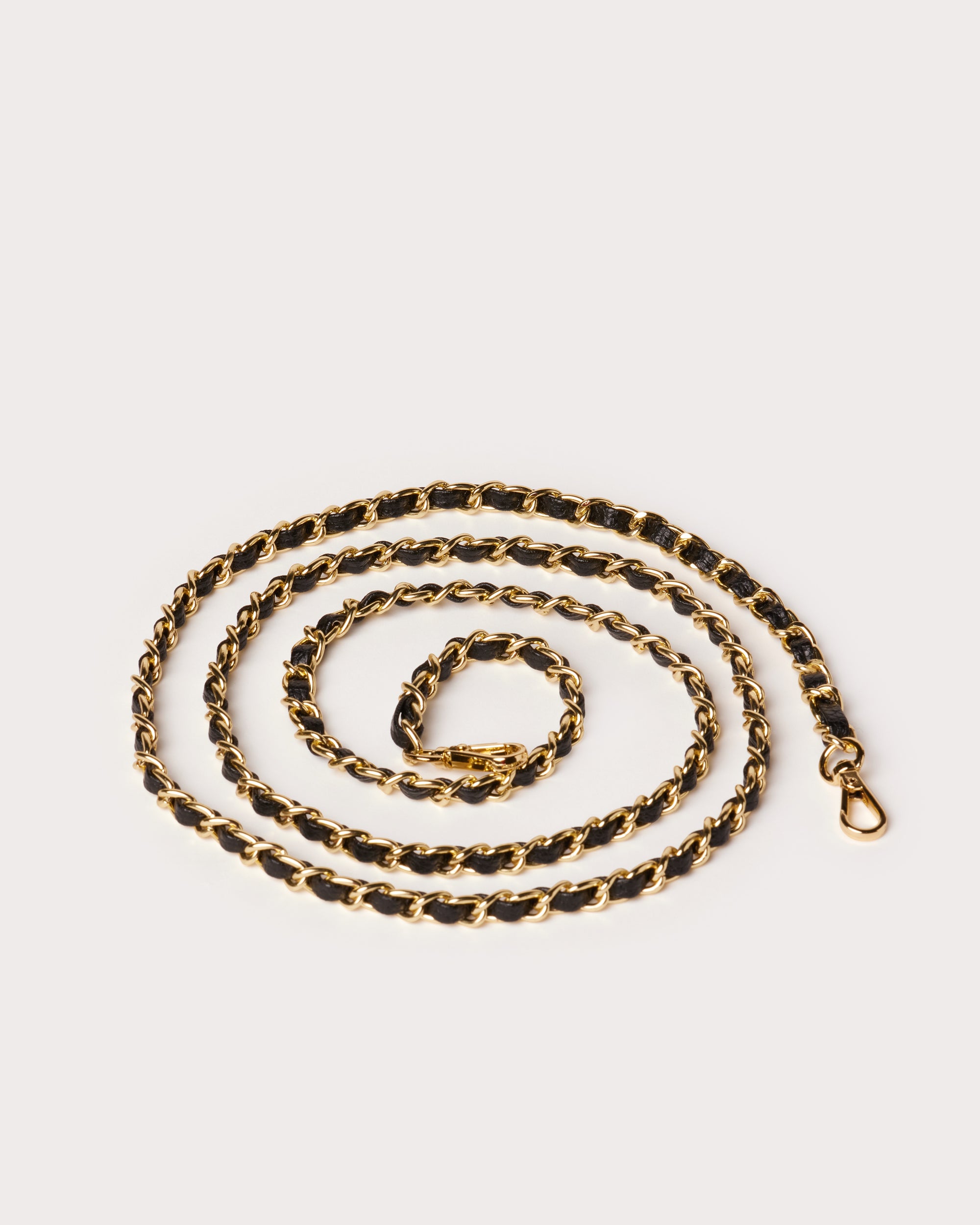 Ultra Luxe Leather-woven Gold Chain Strap w/ Leather Shoulder