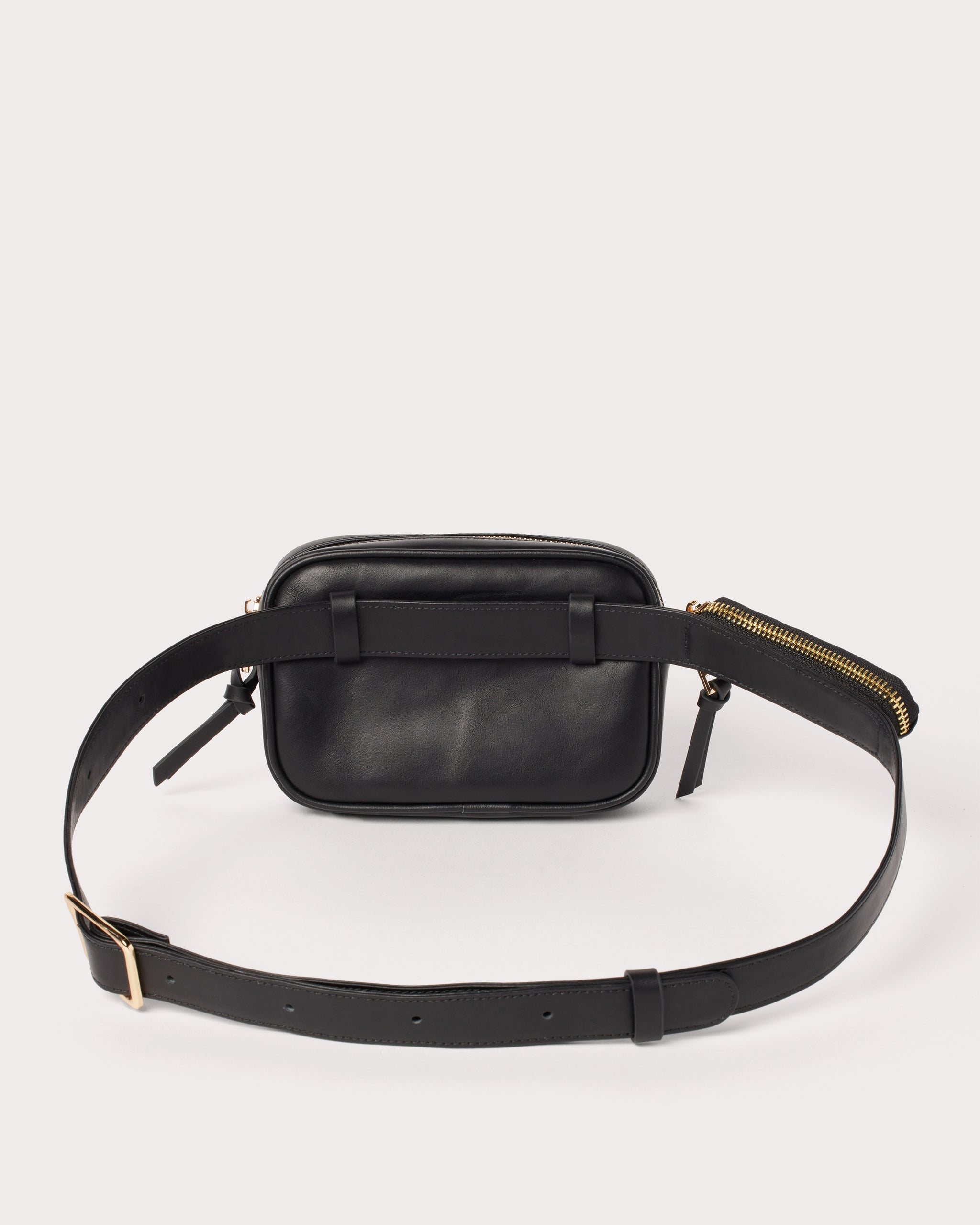 leather pouch bag with waist belt