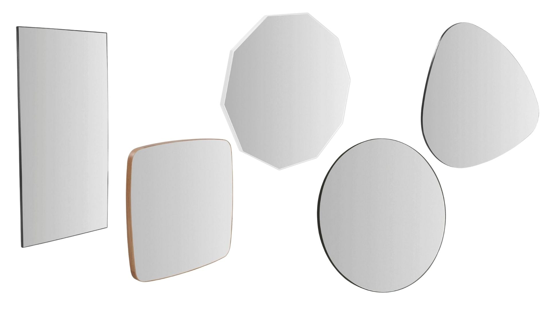 Rectangular, round and square mirrors