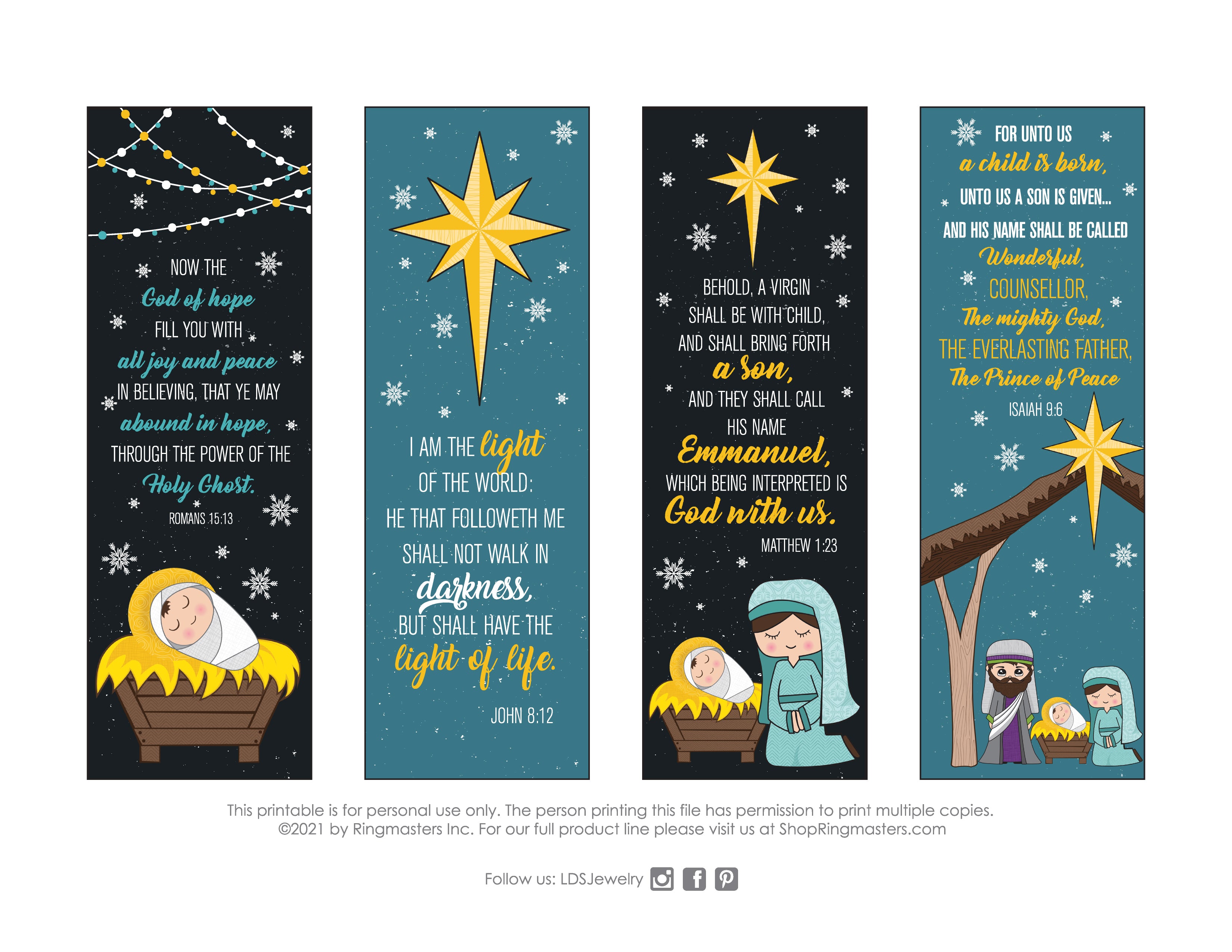 Free Printable Religious Christmas Bookmarks
