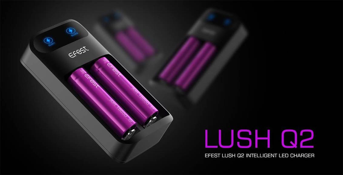 Chargeur de batterie LED intelligent à 2 baies Efest Lush Q2 | Bay Vape Canada