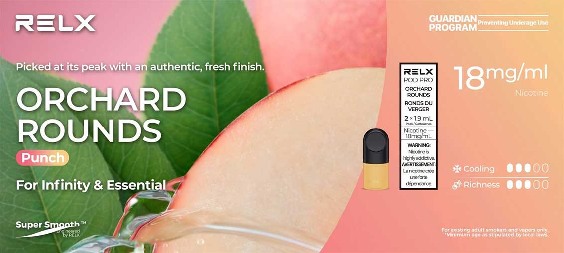 RELX Pod Pro - Orchard Rounds (Peach, 2 Pack) | Bay Vape Canada