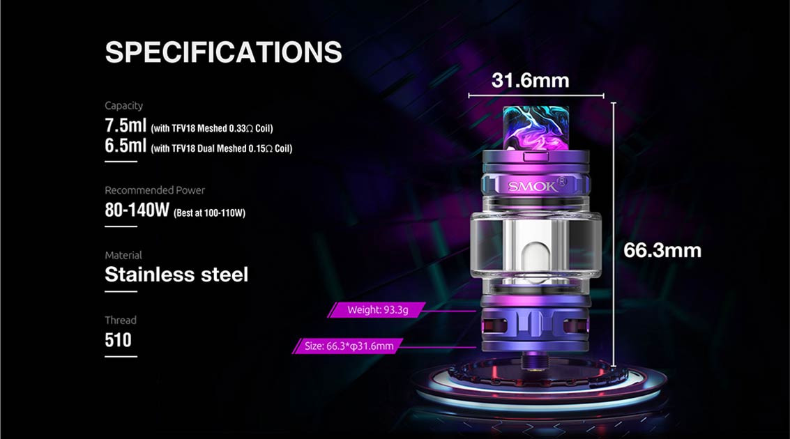 Réservoir SMOK TFV18 Sub-Ohm | Bay Vape Canada